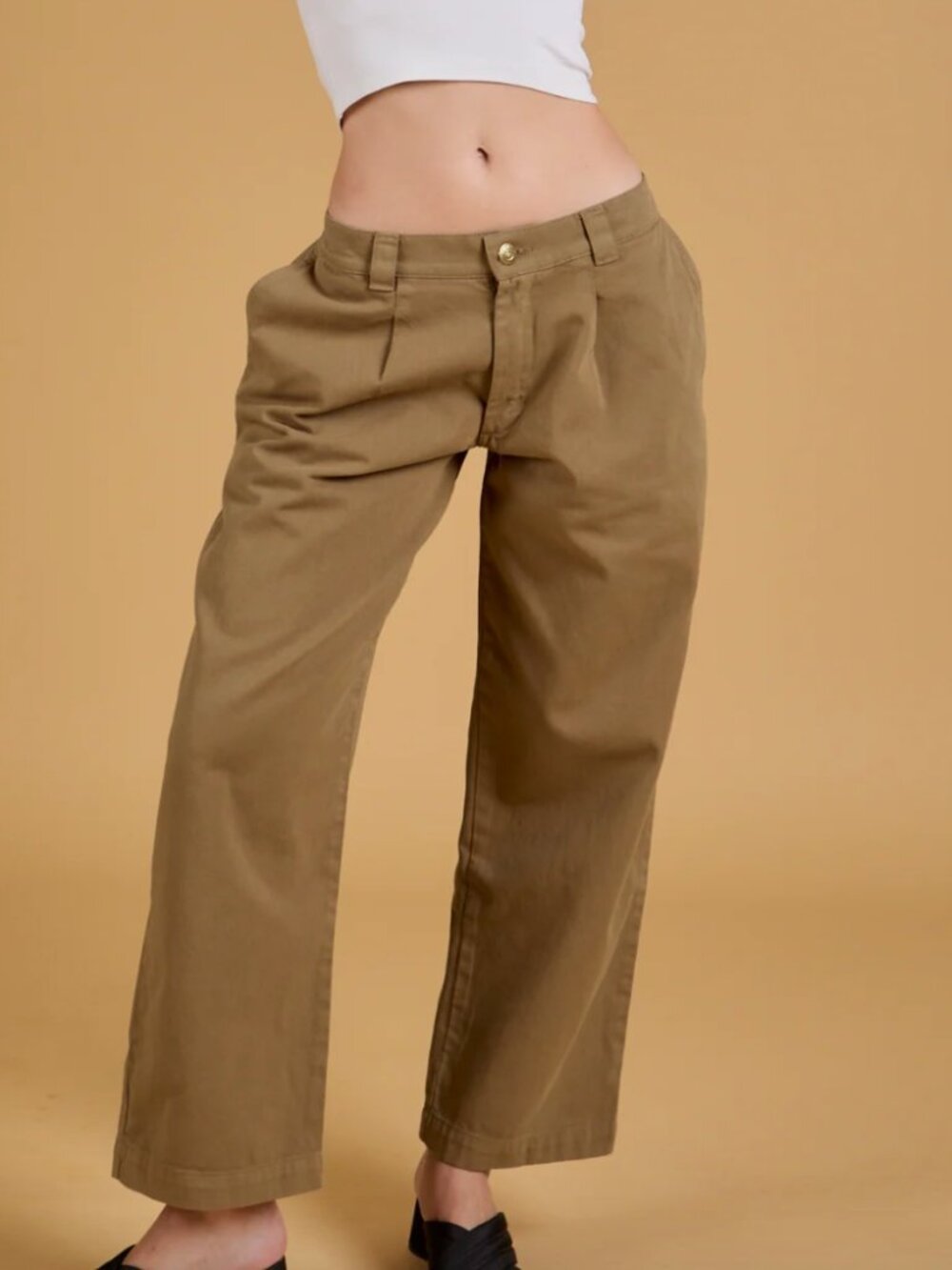 Big Bud Press Baggy Mid-Rise Trousers in Desert Brown - Picture 3 of 4